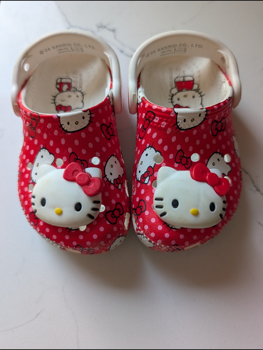 Hello Kitty Red and White Polka Dot Kids Crocs Sandals C7
